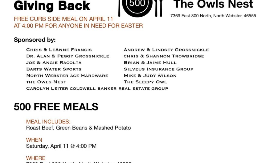 K-County and the ‘Rona – Free Meals on Easter Weekend